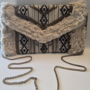 Elegant Beige and Black Crossbody Bag